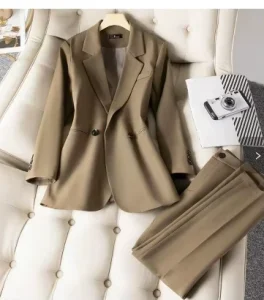 Fashion Office Career Suit Women’s Spring and Autumn New Suit Blazers Two Pieces
