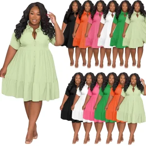 Fashion Plus Size Women’s Dresses Summer Dresses Women Lady Elegant Blank Dresses