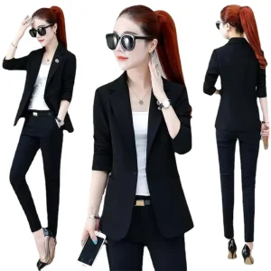 Fashion Spring Autumn Thin Slim Long Sleeve Outwear Single Button Women Casual Suit Blazer Short Women’s Blazer Jacket