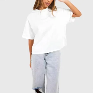 Fashion Summer Oversized Boxy Fit Full Cotton Women’s T shirts Custom Casual Short Sleeve Crew Neck T shirts for Women