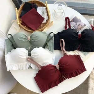 Fashion Sweet Soft Comfortable Anti Slip Lady Underwear Breathable Anti Expansion Wire Free Women’s Bra Sets