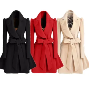Fashion Winter Women Clothes Elegant Outerwear Woolen Jacket Long Coats