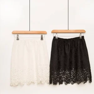 Fashion Woman Fautumn New Designer Pretty Casual Wrap Clothing Style Polyester Plain Solid Lace Knee Length Skirt