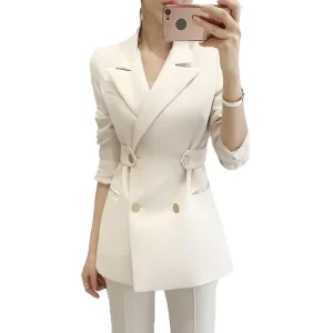 Fashion Women Office Lady Business Long Suit Button England Style Solid Color Outwear Cardigan Coat Jacket