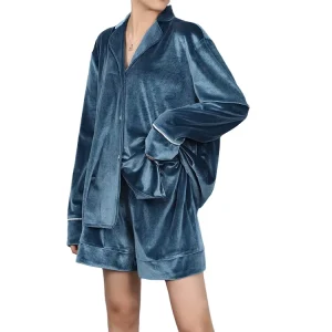 Fashion Women’s Cotton Shorts Velour Loungewear Set Soft Pajamas Set