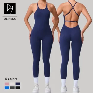 Fashionable New Arrival Scrunch Yoga Fitness Workout Women Sportswear One Piece Active Wear Jumpsuit