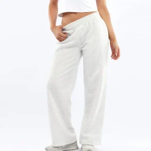 Fashionable Straight Wide Leg Women’s Pants Elastic Mid Waistband Soft Cotton Fleece Sweat Pant