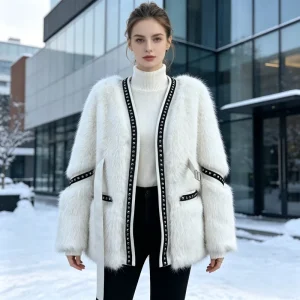 Fashionable Women’s Faux Fur Jackets Customizable Warm Jackets Plus-Size Options Available Factory Direct Sales