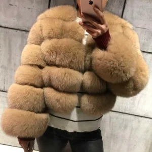 Faux Fox Fur Overcoat Coat Autumn Winter Fashion Imitation Fur Long Faux Fur Coat Women Jacket Coat Women’s Long Sleeve