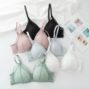 Female Brassiere Lace Bras for Women Sexy Lingerie Beauty Back Deep V Bralette Wire Free Thin Underwear Push up Bra