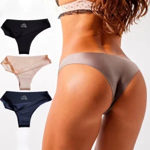 Female Traceless Panty Ice Silk Women’s Panties Thongs Laser Cut Seamless Underwear for Woman