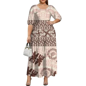Fiji Tribal Custom Casual Eco Friendly Party Dress Woman Round neck Short sleeved Dress