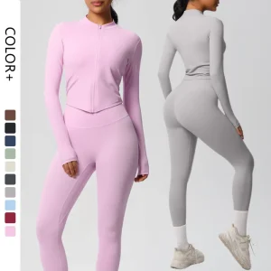 Fitness Clothing Woman Sports Wear Yoga Gym Activewear Set 2 Piece Leggings Jackets Gym Fitness Sets for Women