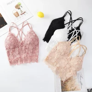 Foreign Trade Firm Control 100% Cotton Anti bacterial Dobby Knit Thin Beautiful Back V Neck Strapless Camisole Women’s Underwear
