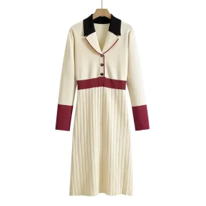Foreign Trade Style Luxury Long Skirt Women’s Spring New Fashion Color-blocking Waist-defined Slim-fit Spaghetti Dress