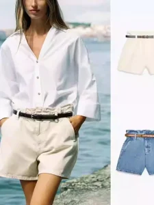 Foreign Trade Women’s Summer New Style European American Casual Mid Waisted Boot Cut Floral Pattern Splicing Denim Shorts