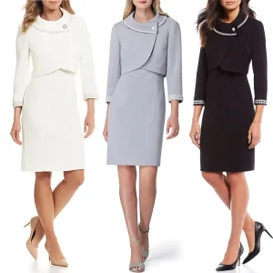 Formal Women Suits Office Dress and Jacket Coat 2 Piece White Black Work Women’s Suits