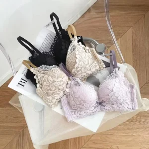 French Sexy Lace Deep V Gather Underwear Soft Skin Friendly Breathable Lightweight Anti Expansion Women’s Bra