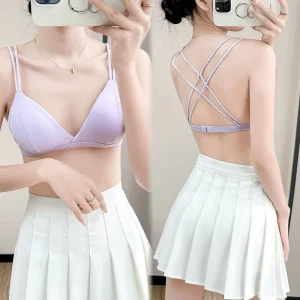 French Sexy Triangular Cup Beautiful Back Underwear Soft Skin Friendly Breathable Backless Women’s Bra for Summer