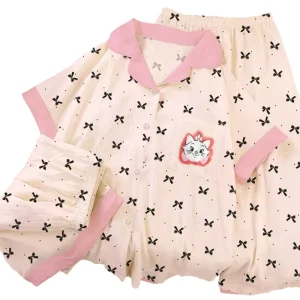 French style Women’s Comfortable Summer Short sleeve Loungewear 3 piece Set Actual Photos