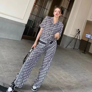 Fried Street Fashion Suit Women’s Autumn Winter Letter Printed Casual Daily Wear Short 2 Piece Breathable Shorts