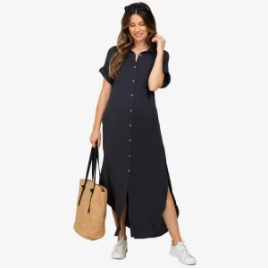 Front Pocket Button Down Closure Maternity Clothes Maternity Maxi Dress
