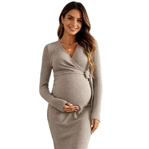 Front Tie Long Sleeve Minimalist Short Trousers Women’s Nursing Autumn Breathable Eco-Friendly Polyester/Cotton Blend