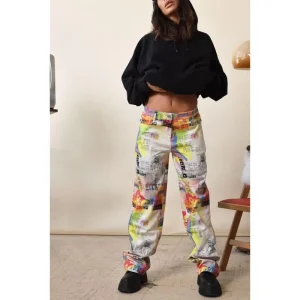 Full Floral Print Low waisted Jeans for Women Custom Patterned Floral Jeans Manufacturers Women’s Printed Jeans