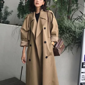 Good Quality Ladies Windproof Jacket With Belt Oversized Windbreaker Spring Coats Long Trench Coat Plus Size Coats