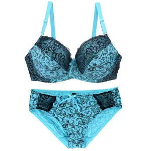 Gothic Large Size Half Cup Bra Set Printed Lace Cross border Underwear Set Women’s Clothing