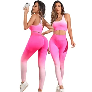 Gradient Color Yoga Set Buttery Soft 2 Piece Workout Outfits High Waist Squat Proof Gym Fitness Suits for Women