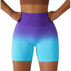 Gradient Seamless Yoga Shorts Breathable Tight Sports Shorts Women’s High Waist Elastic Butt Lifting Fitness Pants