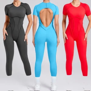 Gym Fitness Sets One Piece Blue Romper Women’s Fitness Yoga Jumpsuit