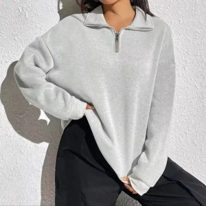 H5636 Custom High Quality Quiet Luxury Style Quarter Zip Sweatshirts 1/4 3/4 Zip Sweatshirt Loose Fit Women’s Men’s Sweatshirts