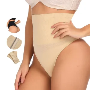 HEXIN Women’s High Waist Tummy Control Thong Shaper Panties Slimming Underwear Waist Trainer Shapewear Spandex Material
