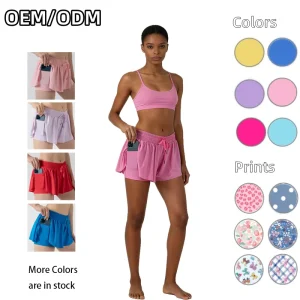HIPPO KIDS 2 in 1 Yoga Butterfly Skort Shorts Women’s Breathable High Waisted Skinny Pockets Drawstring Closure Sports Tennis