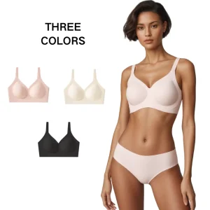HIgh Quality Soft Plus Size Wire Free Support Lifting Up Seamless Lingerie Instock Comfort Breath V-neck 3D Cup Womens Jelly Bra