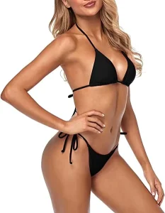 HMTH 005 Ladies Sexy Split Bikini Suit Women’s Lace up Mini sexiness micro nylon Swimwear Triangle Bikini Top Swimwear
