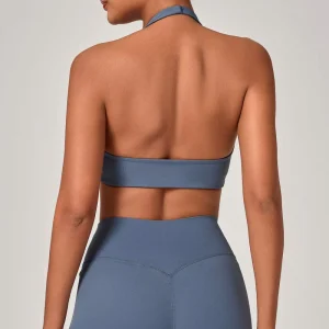 Halter Basic Yoga Bra Square Neck Sleeveless Backless Build in Bra High Impact Sports Active Wear Manufacturer