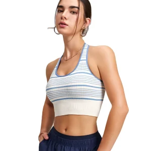 Halter Sports Bra Yoga Bra for Women Open Back Striped Halter Bras for Women