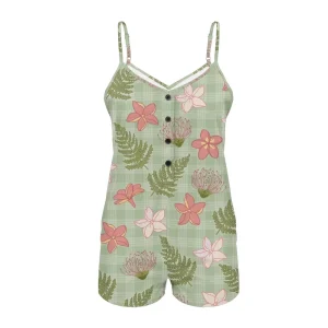 Hawaiian Fashion Suspender Rompers Printed on Demand Women’s Suspender Jumpsuit Custom Hawaiian Floral Pattern