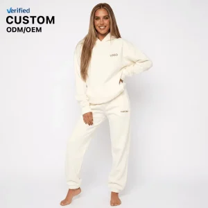 Heavyweight Women’s Fleece Hoodies Sets Oversize Casual Sweatshirt Pullover Wide Leg Pants Tracksuits Streetwear