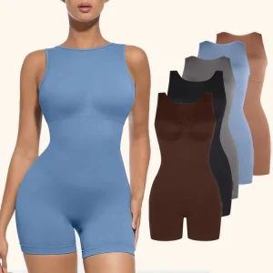 Hexin Verified Pro Women’s Casual Solid Fitness Yoga Jumpsuit One Piece Bodycon Scrunch Butt Shapewear Bodysuit