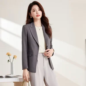 High End Business Fashion Baggy Breathable Comfortable Single Breasted Women’s Solid Color Suit Blazers