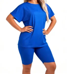 High Quality 100% Cotton Breathable Knit Women’s Active Wear Training Suits Drop Shoulder Shorts Shirts Summer Streetwear Sets