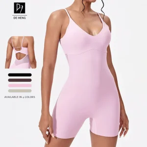 High Quality Backless Skin Friendly Yoga Bodysuit Sleeveless Quick Drying Breathable Hip Lifting Workout Jumpsuit Women