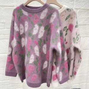 High Quality Casual Woman Pullover Cute Sweater Cozy Custom Crew Neck Knit Fall Winter Women’s Sweater