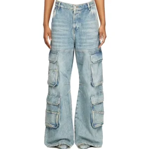 High Quality Cotton Denim Jeans Custom Baggy Women’s Cargo Pants Breathable Embroidered Technics Dirty Washed Streetwear Style