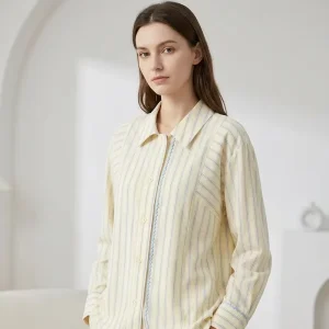 High Quality Custom Women’s Office Lady Solid Canvas Loungewear 2 Piece Set Fast Shipping Sleepwear Factory