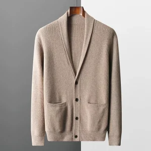 High Quality Customized Warm Cashmere Cardigan Oversize Knitted Wool Sweater For Men